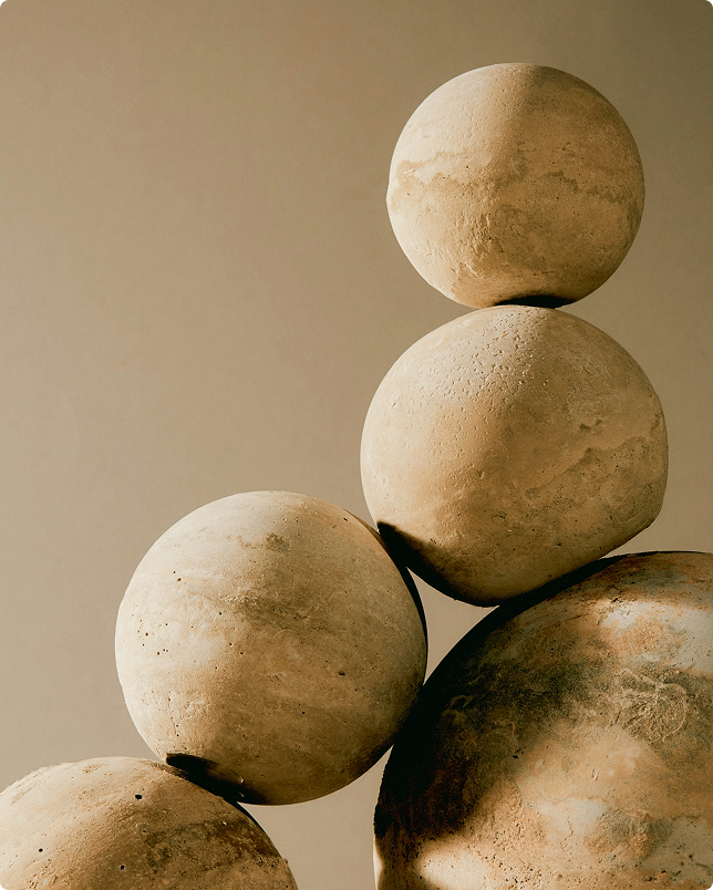 Abstract stacked stone spheres